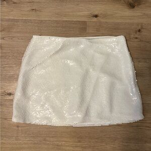 Abercrombie & Fitch White Sequin Mini Skirt